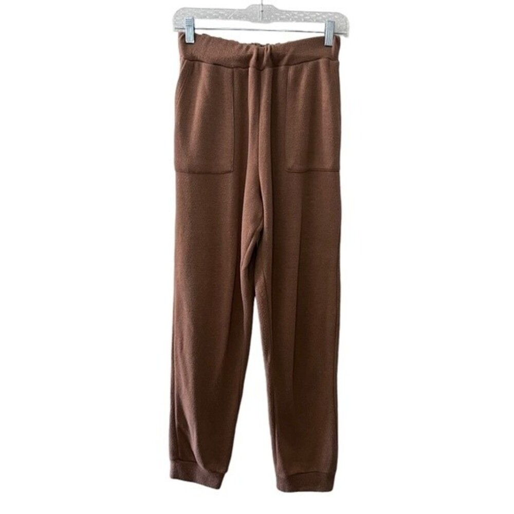 NWOT Zara Teddy Brown Broken in Texture Jogger/Lounge Pants Pockets Large